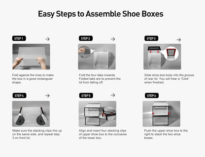 Kuject X-Large Shoe Storage Boxes Organizers Clear Plastic Stackable 12 Pack, Shoe Rack & Holder Substitute, Sneaker Containers, Toy Storage Organizer Bins for Entryway, Closet, Under Bed, Black