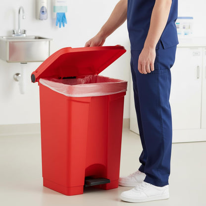 Zedfire [Red] Step-On 12-Gallon Trash Can - Compatible with Biohazard Waste Bags, Ideal for Medical/Lab/Hospital Use (12 Gallon)