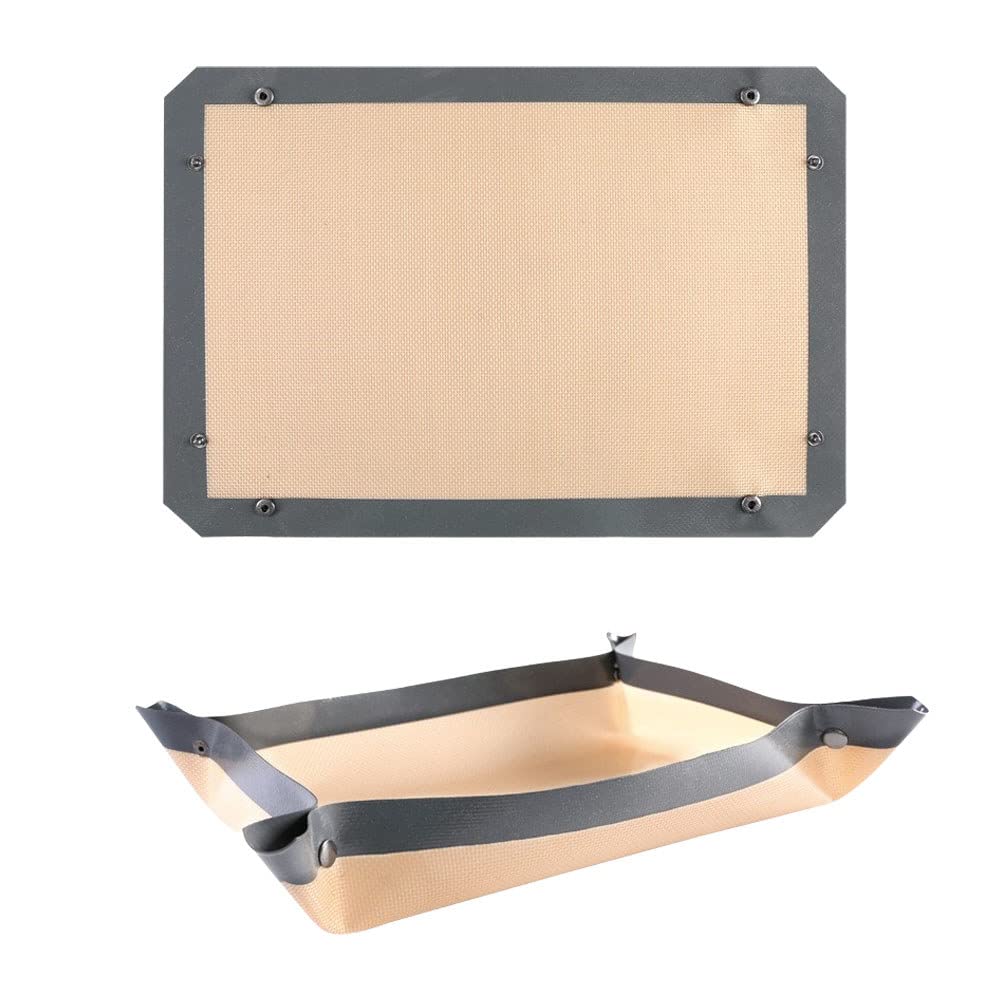 CANDeal 1 PC Silicone Fiber Baking Mat with Buckle, No Leak & Non Stick, Corners Snap Together to Form Leakproof Baking Tray, Oven Liner (12x8.2 inch(30x21cm))