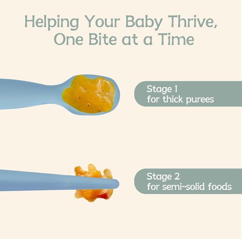 Eascrozn Baby Spoons - Self Feeding Utensils for 6+ Months | BPA-Free Silicone, 6-Pack Set