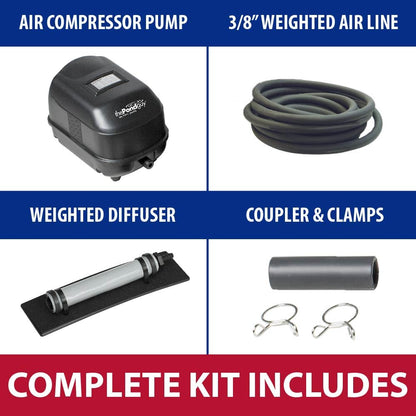 The Pond Guy Pond Aerator 1, Complete Aeration Kit, Water Garden Oxygenation Bubbler System Adds Oxygen to Koi & Fish Ponds, Outdoor Diaphragm Compressor Pump, Air Line & 1 Submersible Diffuser Stick