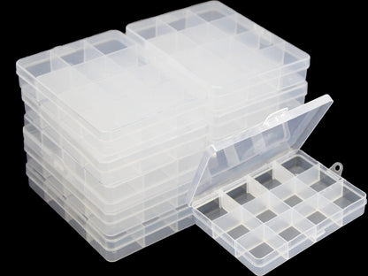 JESEP YONG Small Plastic Organizer Box 10 packs12 Grids Clear Storage Container Jewelry Case with Fixed Dividers for Beads Art DIY Crafts Jewelry Fishing Tackles 5.04 * 3.82 * 0.87 inches