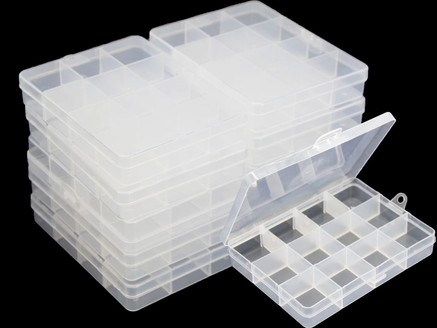 JESEP YONG Small Plastic Organizer Box 10 packs12 Grids Clear Storage Container Jewelry Case with Fixed Dividers for Beads Art DIY Crafts Jewelry Fishing Tackles 5.04 * 3.82 * 0.87 inches