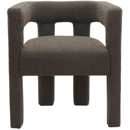 Meridian Furniture Athena Collection Modern | Contemporary Boucle Fabric Upholstered Accent | Dining Chair, 25" W x 21" D x 27" H, Brown
