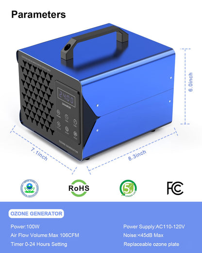 ONAMOR Digital Ozone Generator Odor Eliminator 180,000mg, High Capacity Ozone Machine Odor Removal Up to 8,000 Sq.Ft, Ionizer Deodorizer Ozonator for Home, Car, Smoke, Pet Room