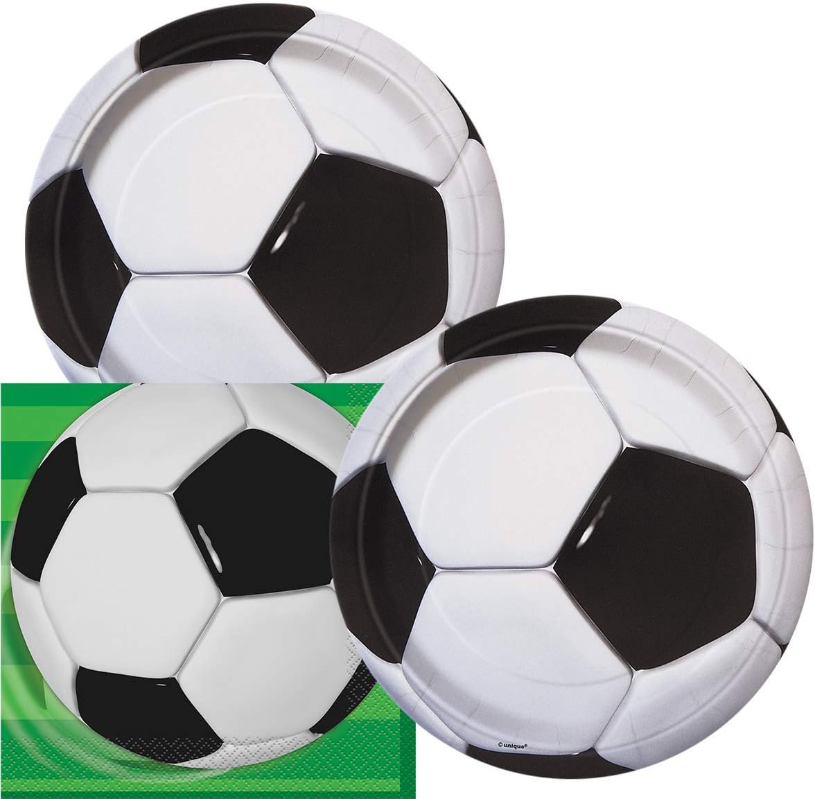 Soccer Ball Themed Birthday Party Plates & Napkins, Serves 16