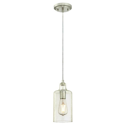 Westinghouse Lighting 6329000 Carmen One-Light Indoor Mini Pendant, Brushed Nickel Finish with Clear Textured Glass