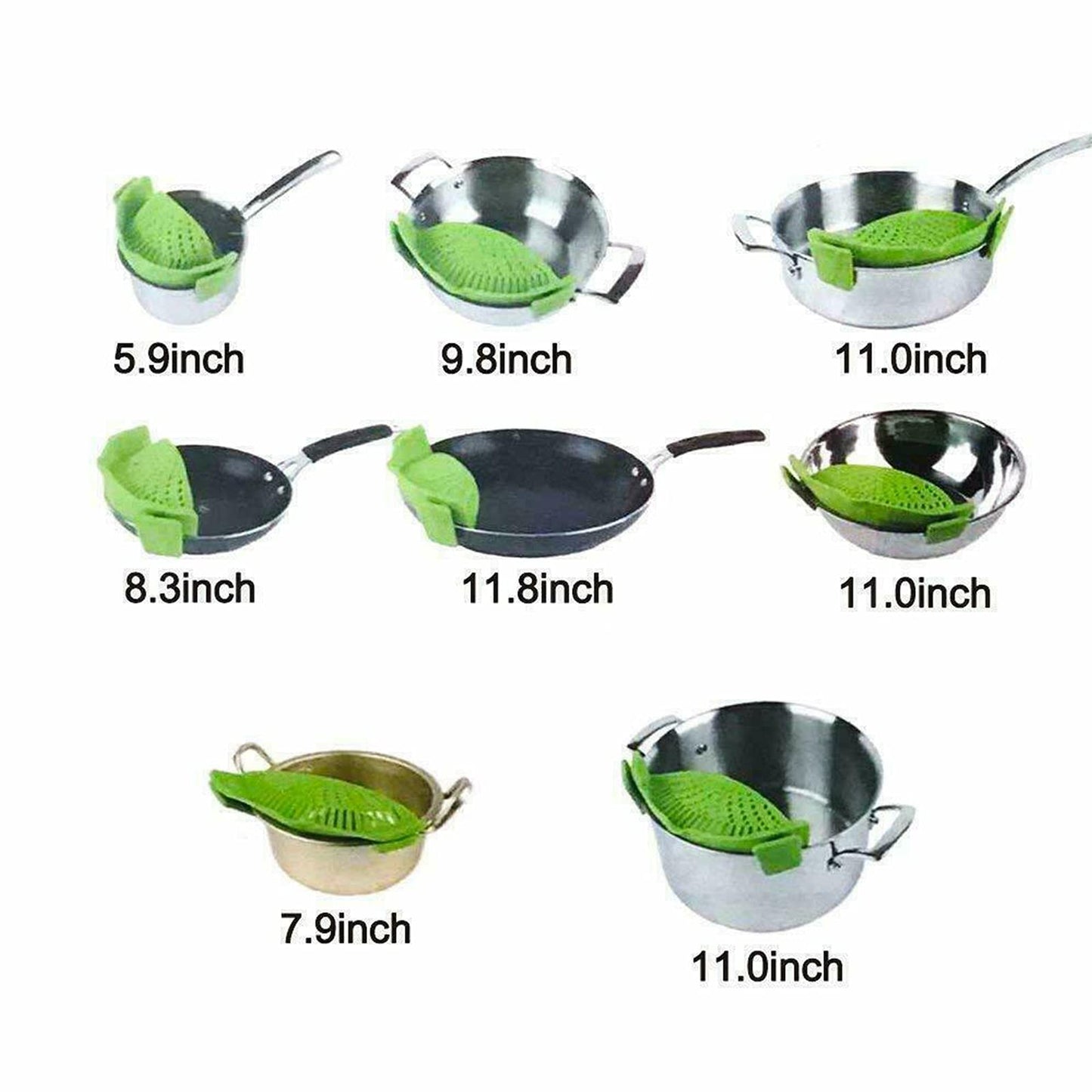 2 Pcs Clip on Strainer, Pot Strainer for Pasta Meat Vegetables Fruit, Silicone Strainers - Fit All Pots Bowls.