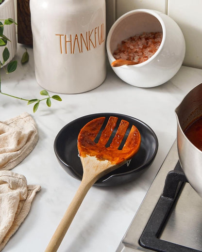 LE TAUCI Spoon Rest for Kitchen Counter, 5 Inches Ceramic Utensil Holder for Stove Top, Farmhouse Kitchen Decor, Set of