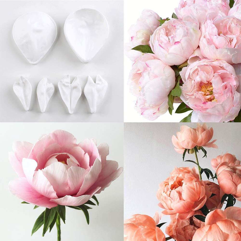 Professional Flower Fondant Mold Set, Reusable Silicone Cake Decorating Tools for Baking & Sugar Craft (Peony Flower)