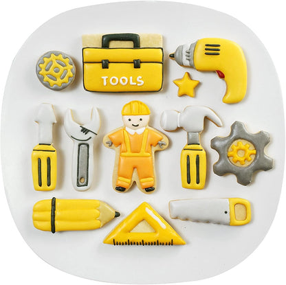 Mini Construction Tools Cookie Cutters Set of 9 pcs, Stainless Steel Hardware Tools Shaped Fondant Baking Molds