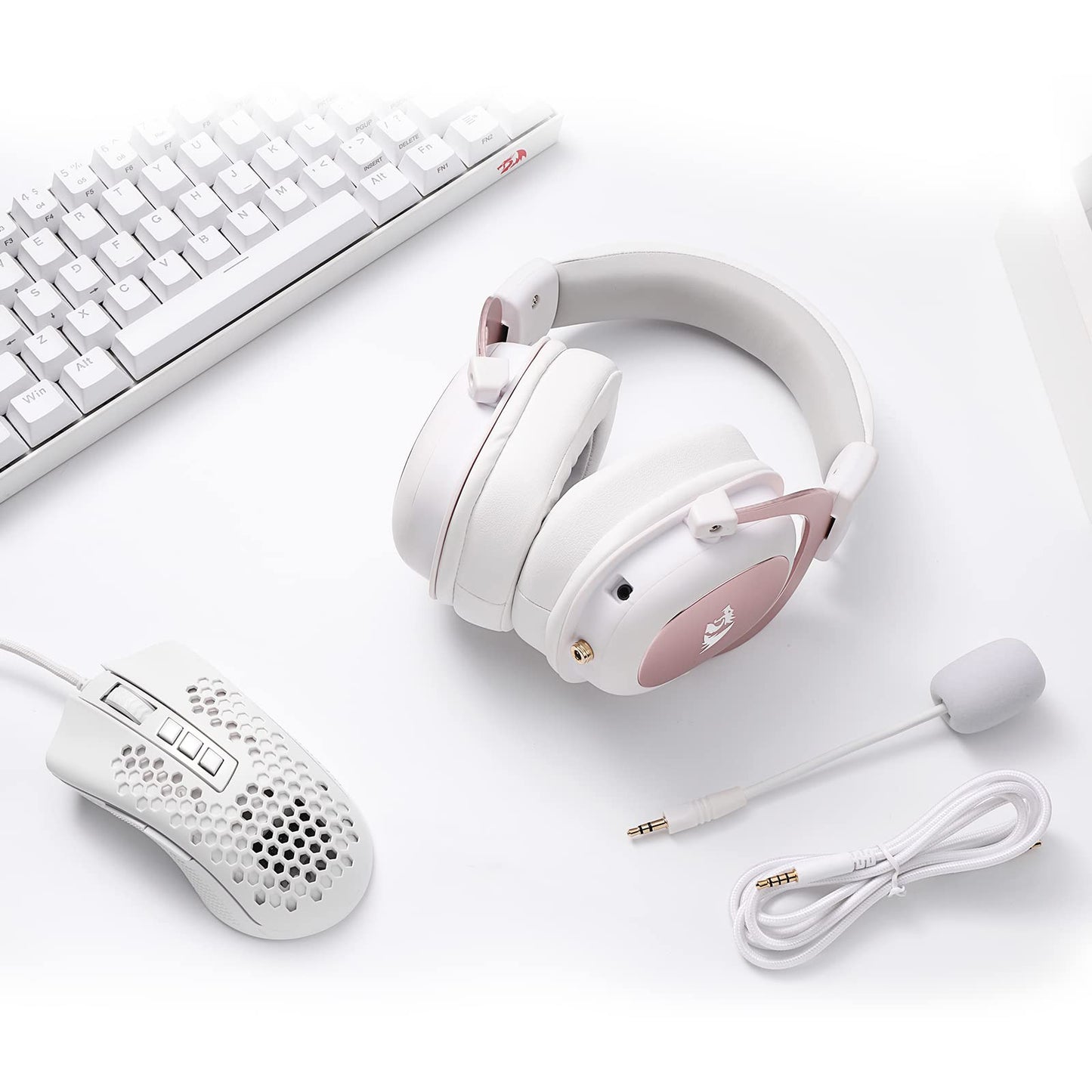 Redragon H510 Zeus White Wired Gaming Headset - 7.1 Surround Sound - Memory Foam Ear Pads - 53MM Drivers - Detachable Microphone - Multi Platforms for PC, PS4/3 & Xbox One/Series X, NS