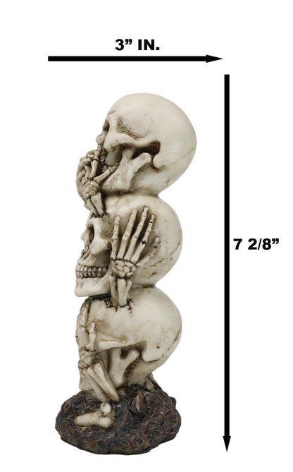 Ebros Triple Stacked Funny See Hear Speak No Evil Skulls Figurine for Scary Halloween Decorations and Spooky Macabre Graveyard Ossuary Skeletons Statue