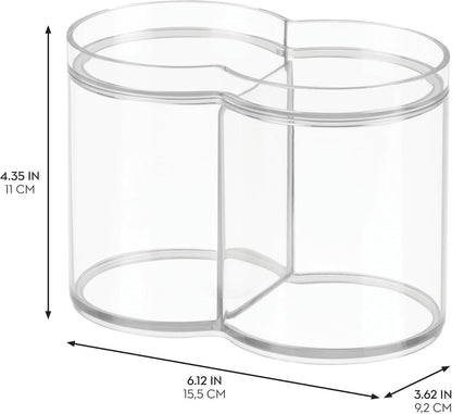 iDesign Clarity Collection Round Plastic Canister Cosmetic Organizer with Top Tray Lid, Clear – 6.12” x 3.62” x 4.35”