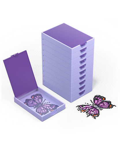 CATEARED Diamond Art Storage Trays with Lids, 10-Pack Premium Diamond Painting Accessories & Tools, Stackable Rhinestone Organizer for Nail Gems & Bedazzling Kit, Craft Supplies for Adults & Kids