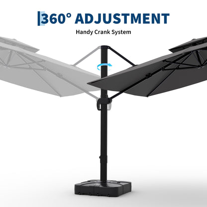 10x10 FT Square Outdoor Umbrella with Base, Cantilever Patio Umbrella with 360° Rotation & Adjustable Height, Heavy Duty Aluminum Umbrella Outdoor Patio for Garden Poolside,Grey