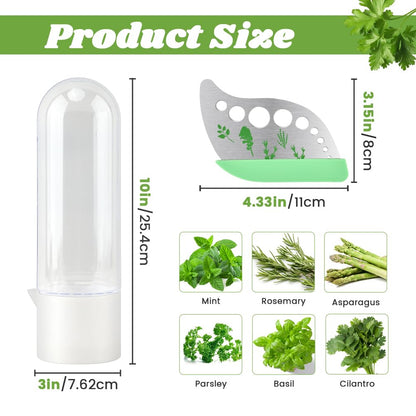 Cramelith 3PCS Herb Keeper for Refrigerator + Herb Stripper, Cilantro Container for Fridge, Vegetable Preservation Bottle for Cilantro, Mint, Keeps Greens Fresh for 2-3 Weeks