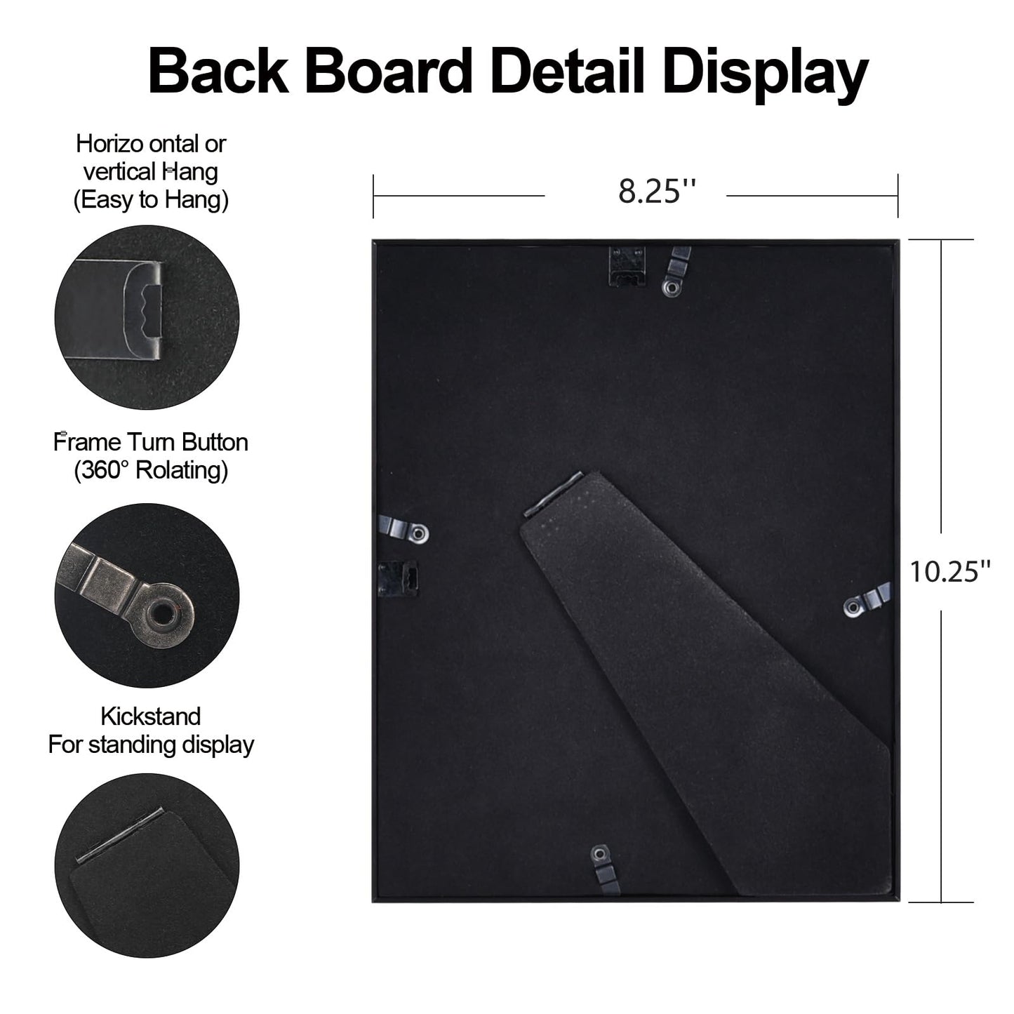 BKABOT 8x10 Picture Frame, Black Aluminum Metal Photo Frames with HD Glass, Fits 5x7 with Mat or 8 x 10 without Mat, Display for Wall and Table