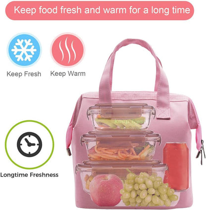 Mziart Insulated Lunch Bag, Simple Bento Cooler Bag for Lunch Box, Tote Bag for Women Men Adult Picnic Working Hiking