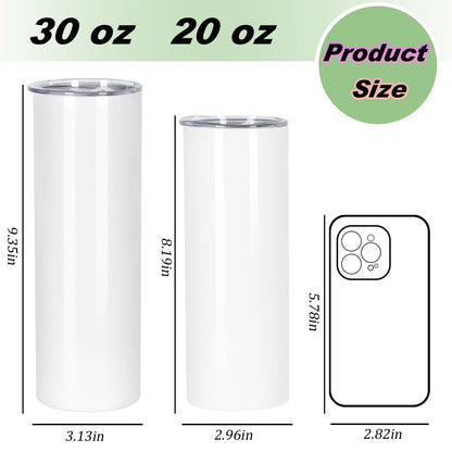 Muwnrol 30 Oz Sublimation Tumblers Bulk, Sublimation Tumbler Stainless Steel Double Wall Vacuum Insulation Cups with Straw, Individually Box (24 Pack)