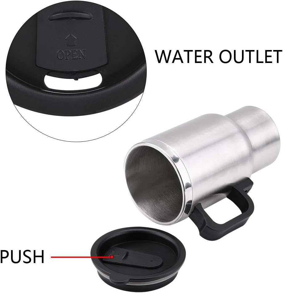 Hot Water Kettle Electric, Travel Kettle, 12V 450ml Stainless Steel Car Heating Cup, Portable