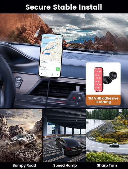 MOKPR for Magsafe Car Mount Charger-15W Wireless Car Charger-Magnetic Car Phone Holder for Dash Air Vent-LED RGB HandsFree Car Mount Fast Car Charger for iPhone 14/13/12 Series