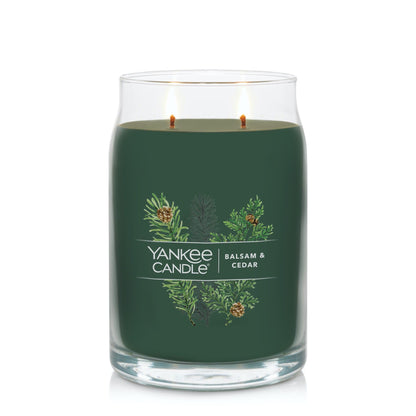 Yankee Candle Balsam & Cedar Scented Signature 20oz Large Jar 2-Wick Candle Over 60 Hours of Burn Time