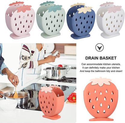 AKOAK 1 Pack Strawberry Chopsticks Stand, Cutlery Storage Box for Spoons, Chopsticks, Knives, and Other Utensils