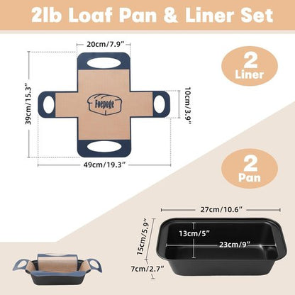 Loaf Pan Set by [Brand Name] - Nonstick 9 x 5 Inch Bread Pans with Liners for Easy Baking | Perfect for Sourdough & Banana Bread