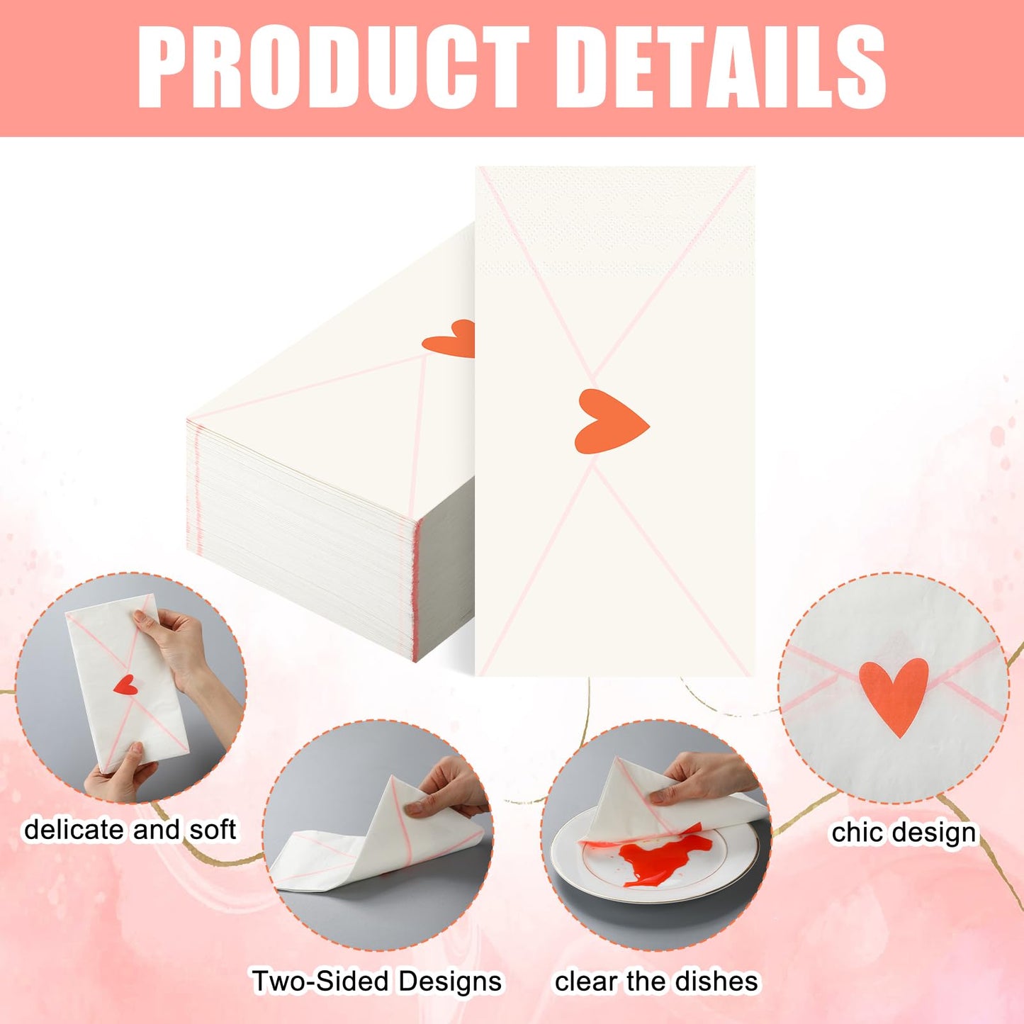 Havawish 100 Pcs Love Letters Disposable Napkins Love Heart Cocktail Napkins Red Heart Sign Paper Guest Hand Towel for Wedding Anniversary Bridal Shower Valentine Party Lunch Dinner Kitchen Bathroom