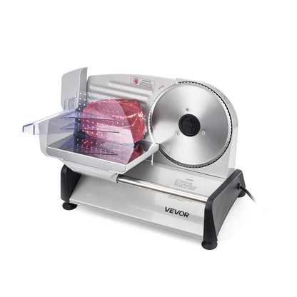 VEVOR Meat Slicer, 7.5 inch 200W Electric Deli Slicer Machine with SUS420 Blade, 0-0.6 inch Adjustable Thickness, ETL Certified Home Food-Slicer for Meat, Ham, Baguett, Steak