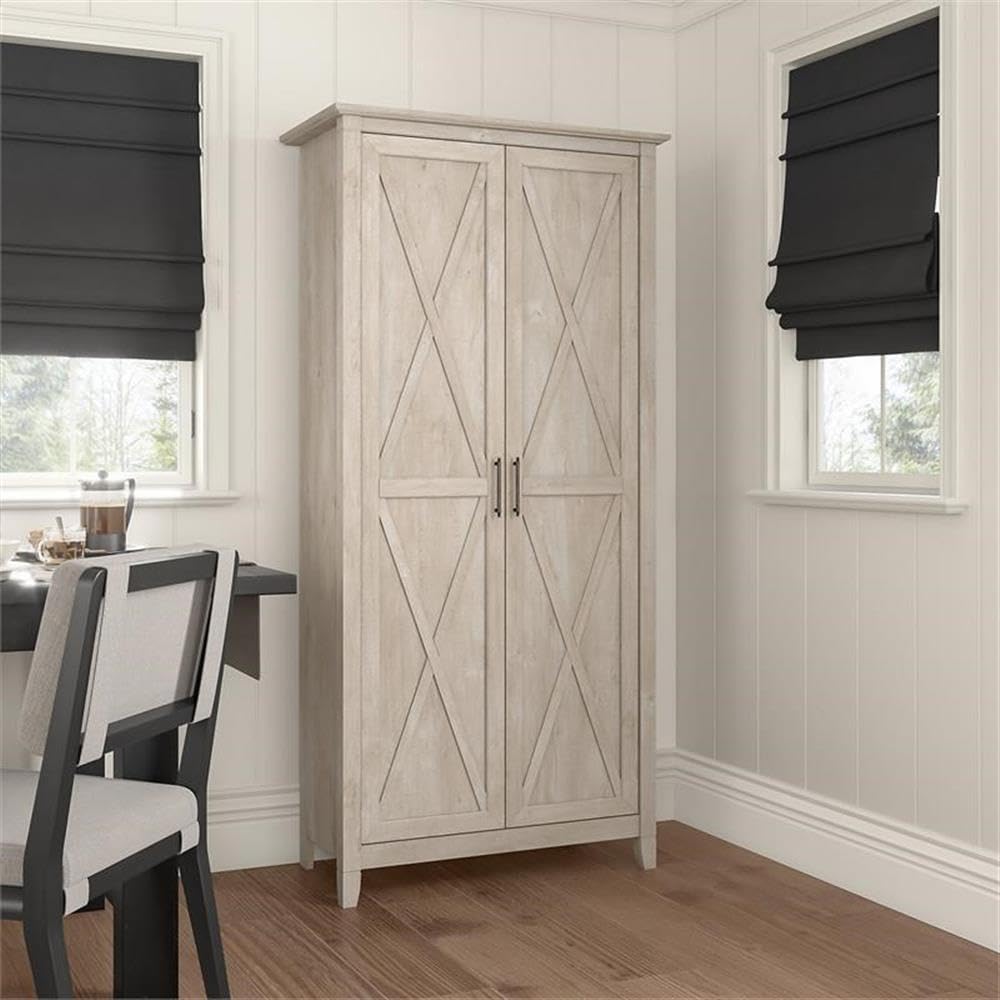 Bush Home Key West Kitchen Pantry Cabinet in Washed Gray