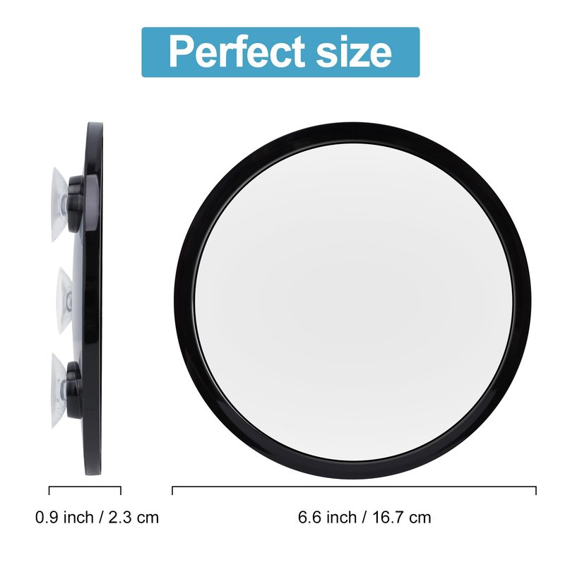YoHumk Fogless Shower Mirror for Shaving and Makeup with 3 Removable Powerful Suction Cups, Shatterproof Anti Fog Mirror for Shower and Bathroom, Glassless Safety Kids Mirror (Black)