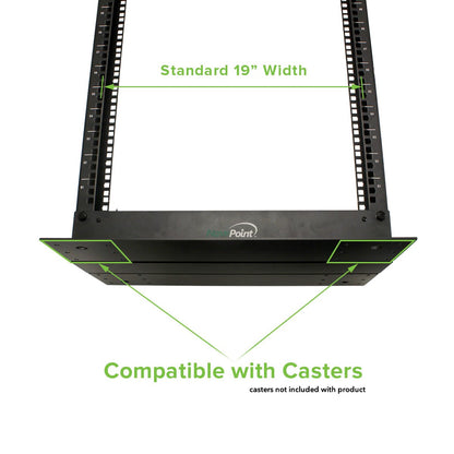 NavePoint 45U 2 Post Open Frame Server Rack for 19 Inch Equipment, AV, Networking, Data & IT Devices, 2-Post Rack 45U 881lbs Weight Capacity, Black