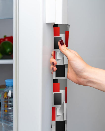 Red Black Refrigerator Door Handle Covers - Set of 2 Washable Kitchen Decor Accessories for Appliances