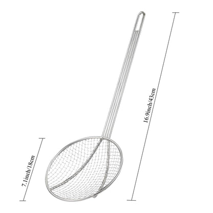 2PCS Fryer Scoop Skimmer Spoon Strainer Spoon Kitchen Spider Frying Spoon Strainer and Utensil for Deep Fryer with Basket, Deep Fryer Cooking, Wok Fry Ladle Spoons with Handle, Asian Spatula Utensils