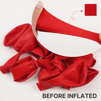 PartyWoo Red Balloons - 100 Pcs Matte Latex Balloons in Various Sizes for Party Decor | Perfect for Garlands & Arches
