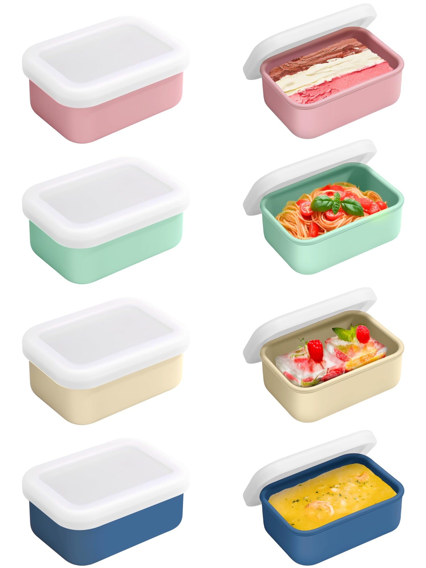 Duseu 8 PCS 1 Cup Silicone Freezer Molds with Lid, 8oz Silicone Soup Freezer Molds Meal Prep Containers Reusable Food Preserving Tray Ice Trays for Soups Sauces Stews