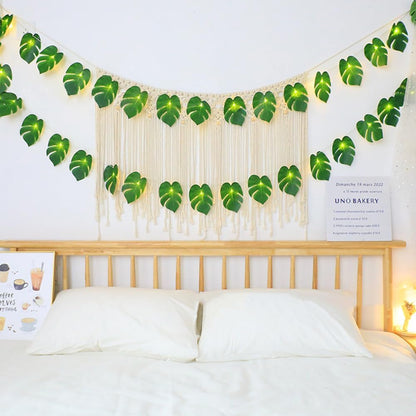 20 WEISPARK LED Palm Leaves String Lights, Tropical Artificial Monstera Leaf Wall Hanging Vine for Hawaiian Luau Party