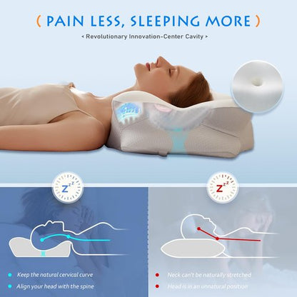 EUCIOR Cooling Gel Pillows for Neck and Shoulder,Cervical Pillow Cozy Sleeping,Odorless Ergonomic Contour Memory Foam Pillows for Side Back Stomach Sleepers with Pillowcase (Grey)