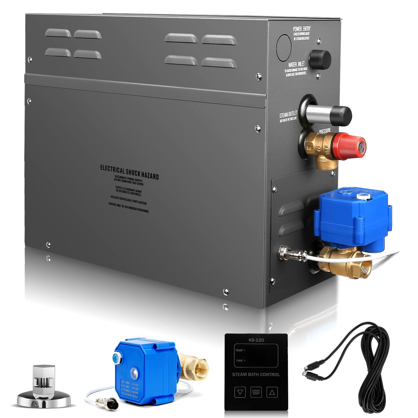 7.5KW Steam Generator-Quick start continuous steam，with Blackdigital control panel Self-Draining System, 95-131°F Temp Control,Can be used for heating a space area of 7.5m³/247Cu.ft. (7.5KW 220V)