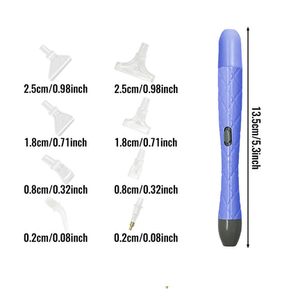 Electric Diamonds Paintings Art Drill Pen with LED, Double-Headed Design, 8 Interchangeable Tips for Square Round Beads, DIY Craft Tool (Purple)