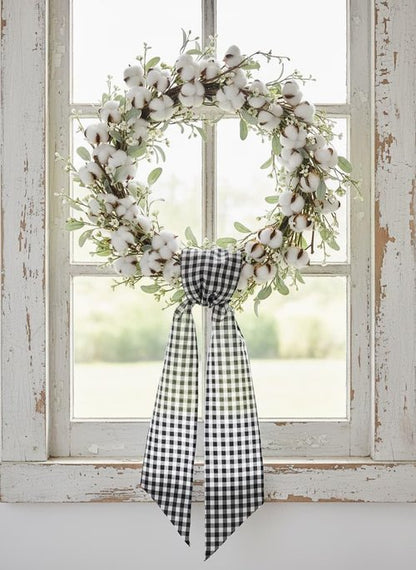 Elegant Wreath Sash by [Brand Name] - Black & White Checkered Plaid Bow Ribbon Bundle | 2 Pack (5.12" x 54.33") for Halloween & Wedding Decor