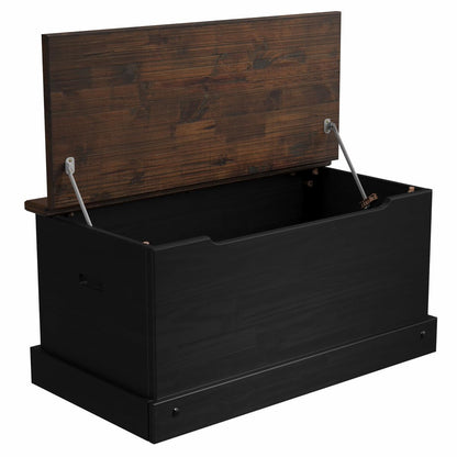 OSHOME 35.5" Solid Pine Storage Chest with Lift -Top Hinged Lid, Storage for Bedroom, Entryway and Living Room in Harvest Black Finish