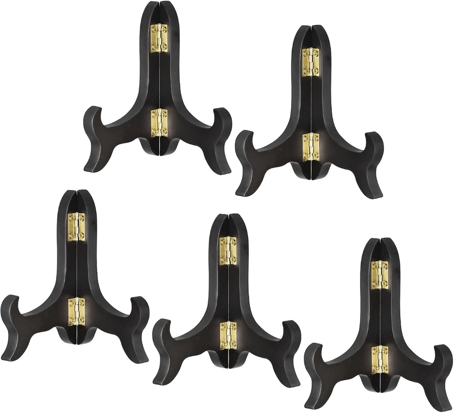 uxcell 5pcs 4" Black Wooden Folding Easel Plate Holders for Decorative Picture Frame Display