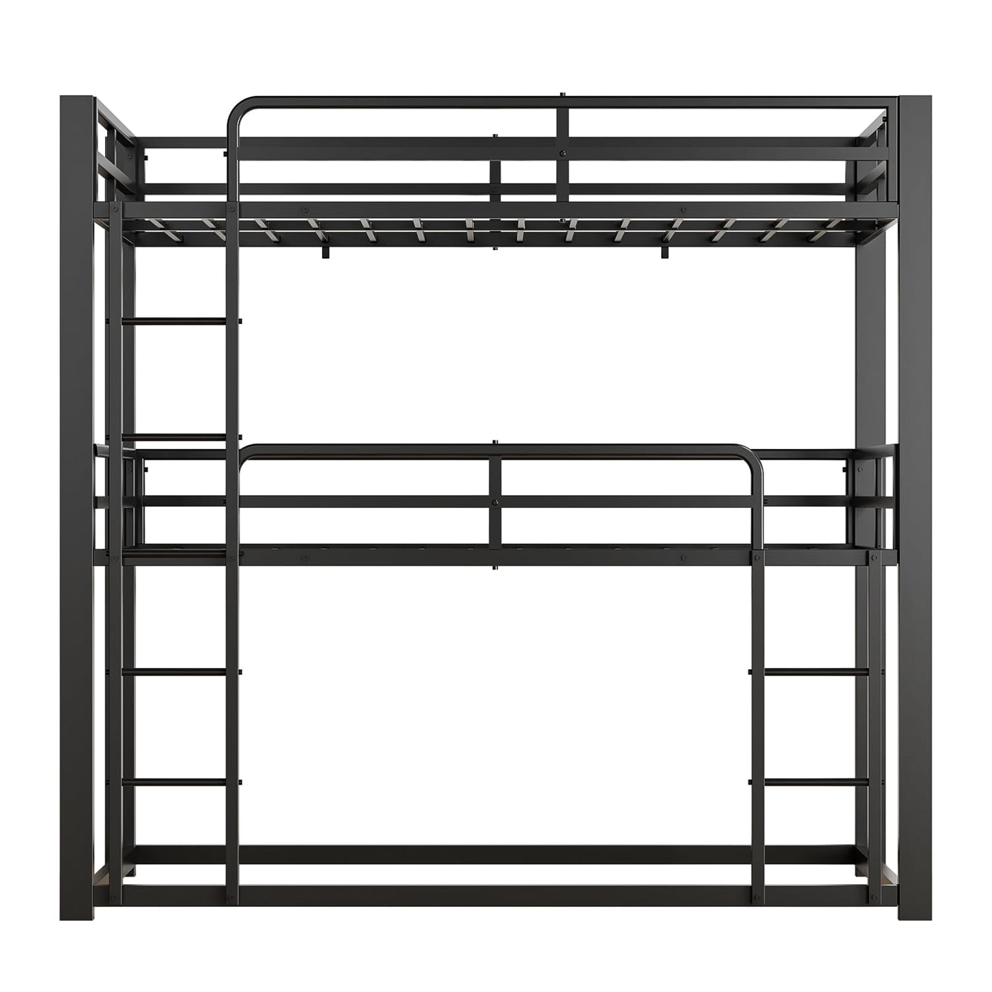 Mixcous Heavy Duty Triple Bunk Bed, Twin Over Twin Over Twin Metal Bunkbeds with Ladder, Family-Friendly for All Ages, Bedroom, No Box Spring Needed, Easy Assembly, Black