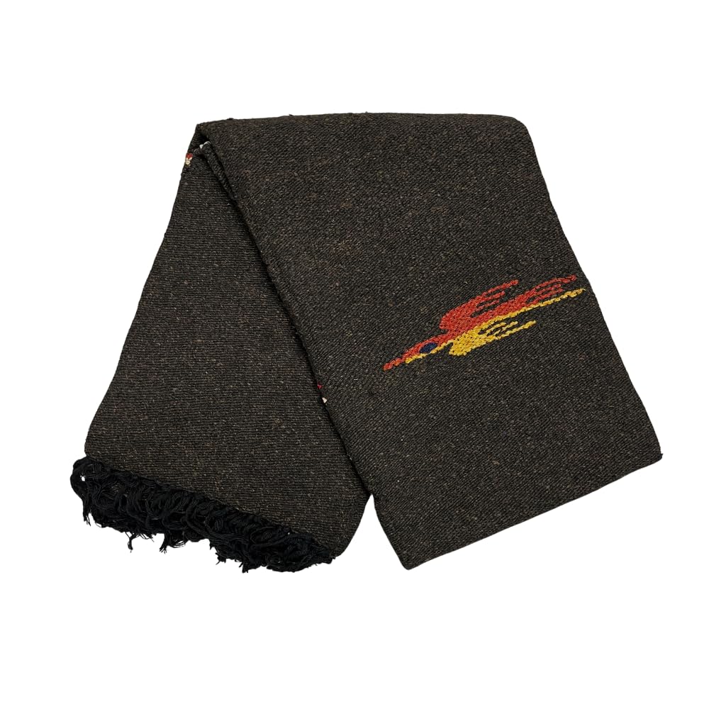 Open Road Goods Yoga Blanket - Thick Mexican Thunderbird Blanket - Handmade and Made for Yoga! (Brown)