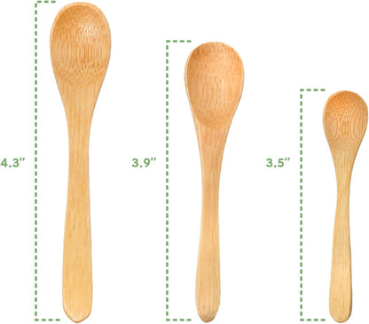 BambooMN Bamboo Serving Spoons, Mini Salt Sugar Spoon, 10 Pieces, Carbonized Brown
