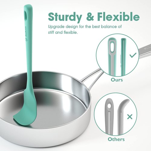 ChefAide Silicone Spatula Set - 4 Pieces, Ergonomic Grip, Heat Resistant Up to 600°F for Nonstick Cookware