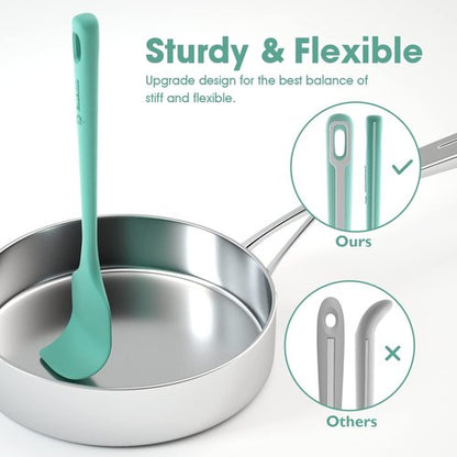 ChefAide Silicone Spatula Set - 4 Pieces, Ergonomic Grip, Heat Resistant Up to 600°F for Nonstick Cookware